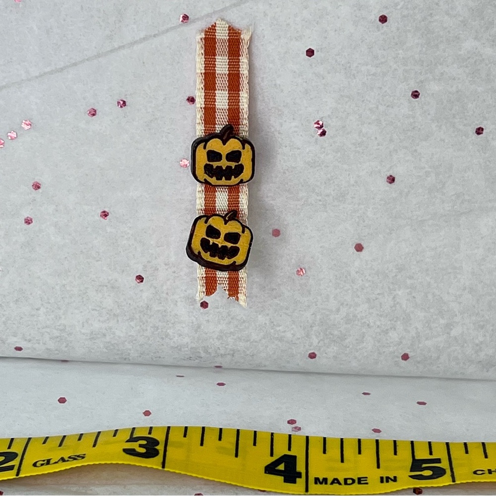 Jack O Lantern Pumpkin Pierced Earrings Handcrafted